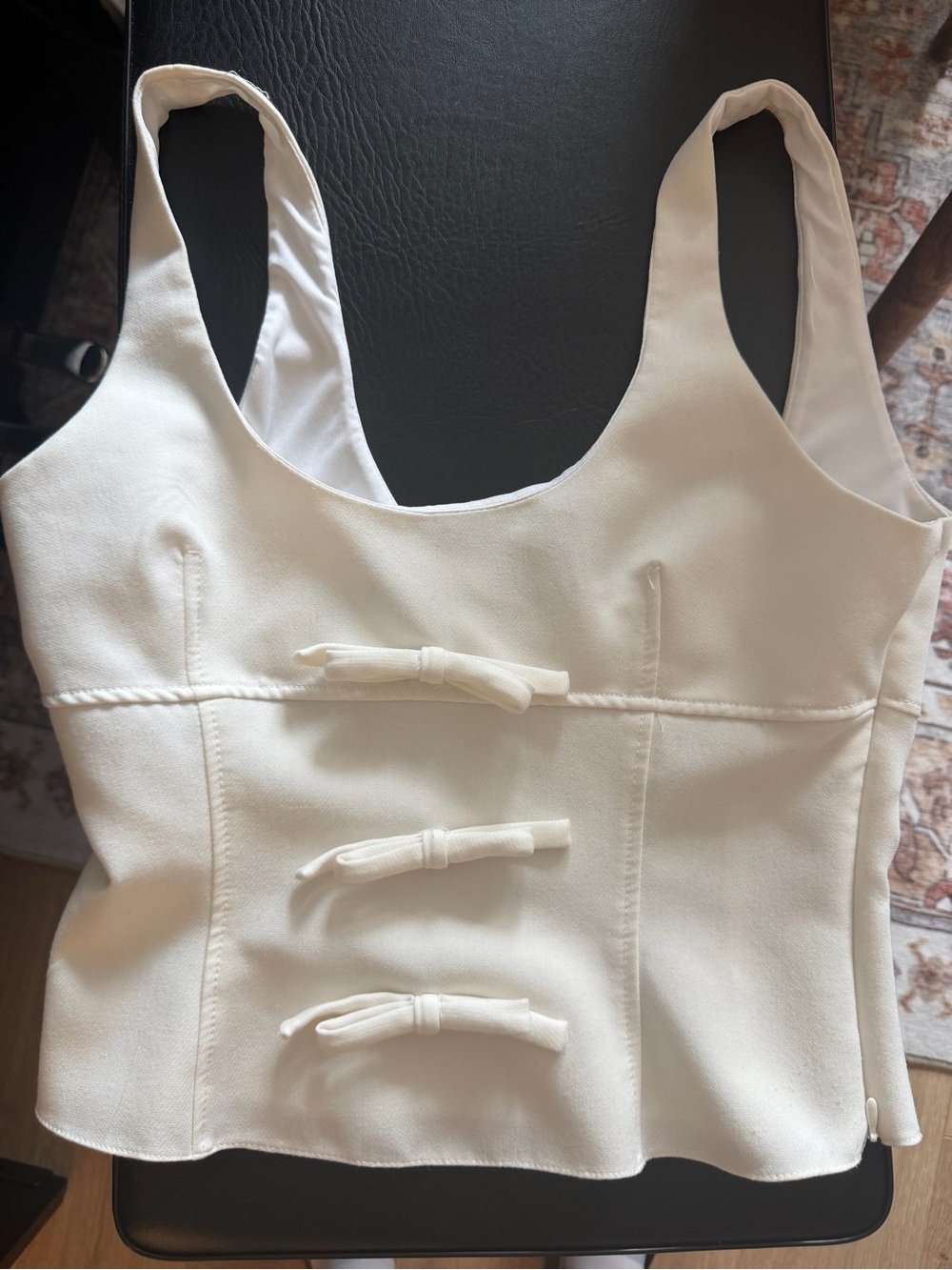 Zara Cream Bow-Front Cropped Corset Top